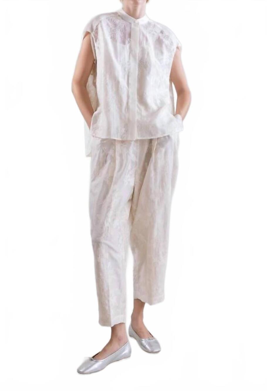 NEW PSOPHIA embroidered tencel blouse in ivory